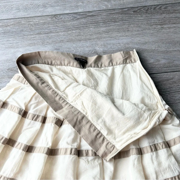 Club Monaco Ivory Tan Striped Pleated Circle Skirt - Picture 6 of 11